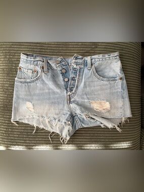 Levi's Light Wash Distressed Button-Fly Denim Cutoff Shorts